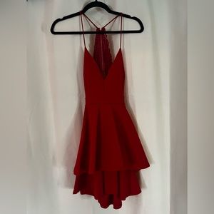 Red Flowy Lace Dress